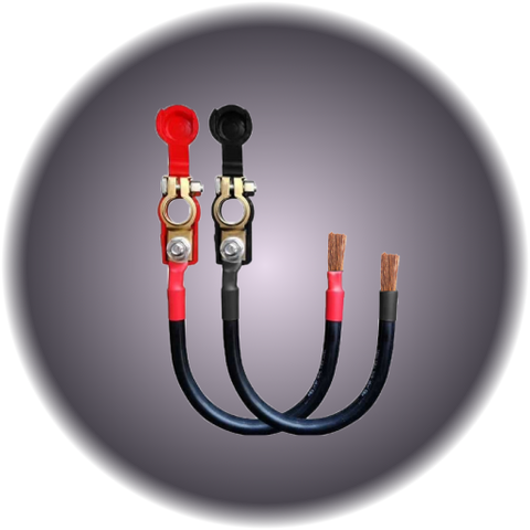 Inverter Cable - Bare Ends to Battery Clamps