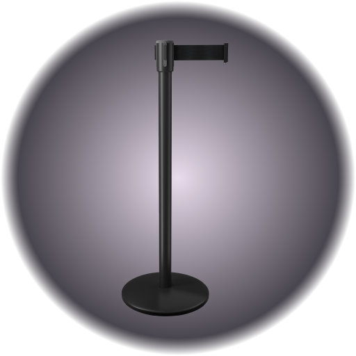 Black Crowd Control Posts with Retractable 10' Black  Belt