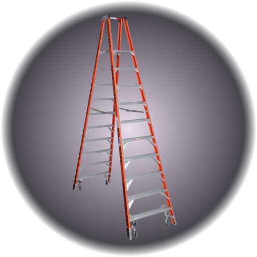 10' Rolling, Double Sided, Platform Ladder