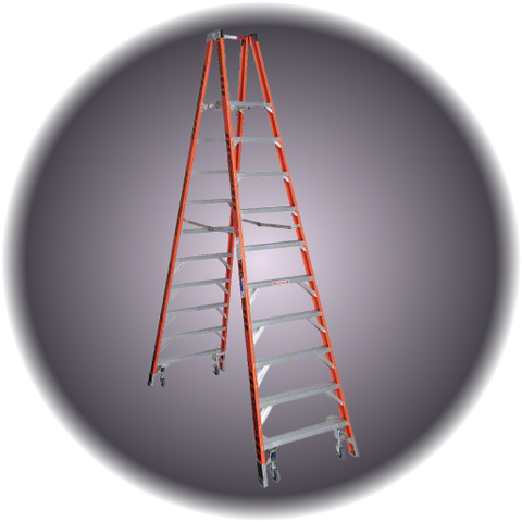 10' Rolling, Double Sided, Platform Ladder